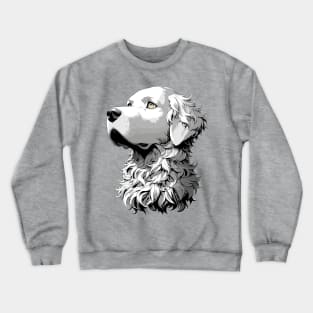 Stunning and Cool Curly-Coated Retriever Monochrome and Gold Portrait for Father's Day Crewneck Sweatshirt